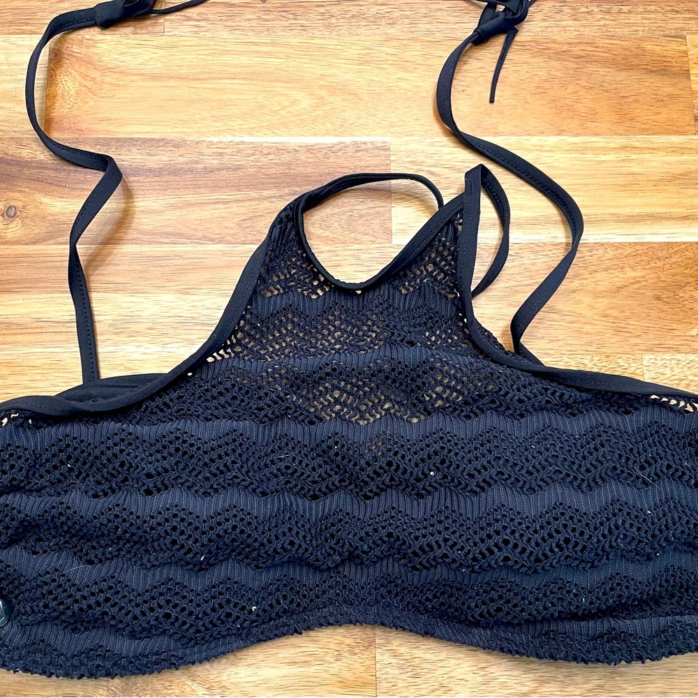 Black Crochet Halter Top